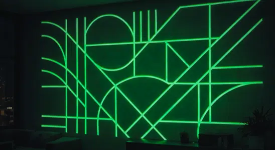 Fresque graphique luminescente dans bureau professionnel