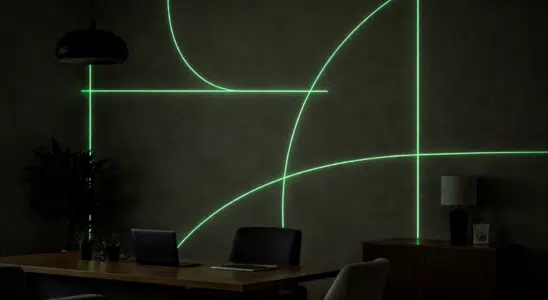 Fresque graphique luminescente dans bureau professionnel
